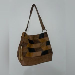 Brown Suede Patchwork Purse